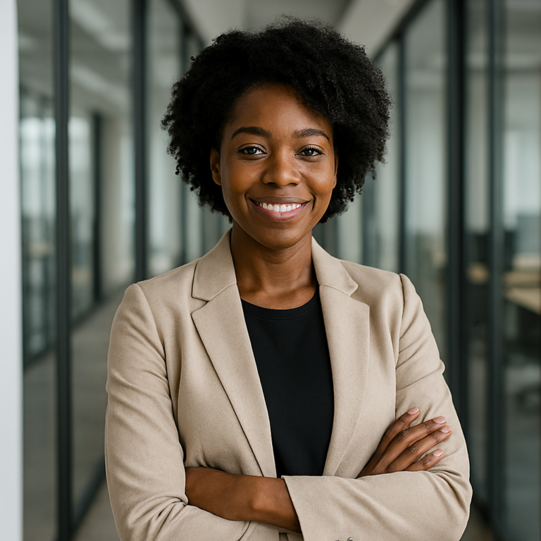 african woman in off